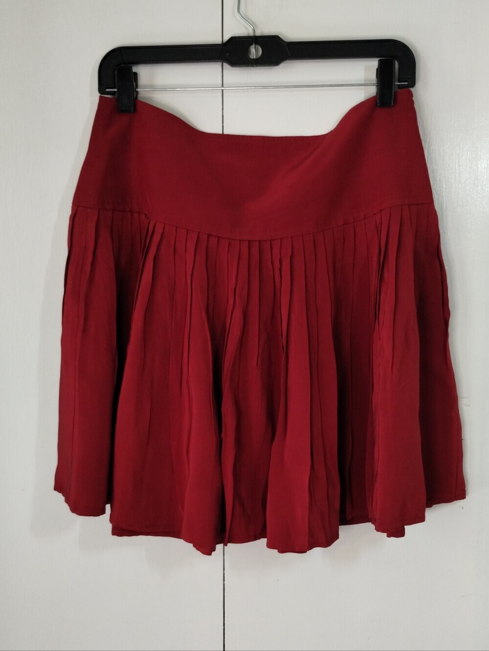 LOFT Red Circle Skirt with Pleated Panels